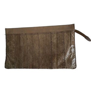 J Renee Eel Skin Clutch Purse Vtg 2 Pockets Super Soft Classic Zip Top Bend